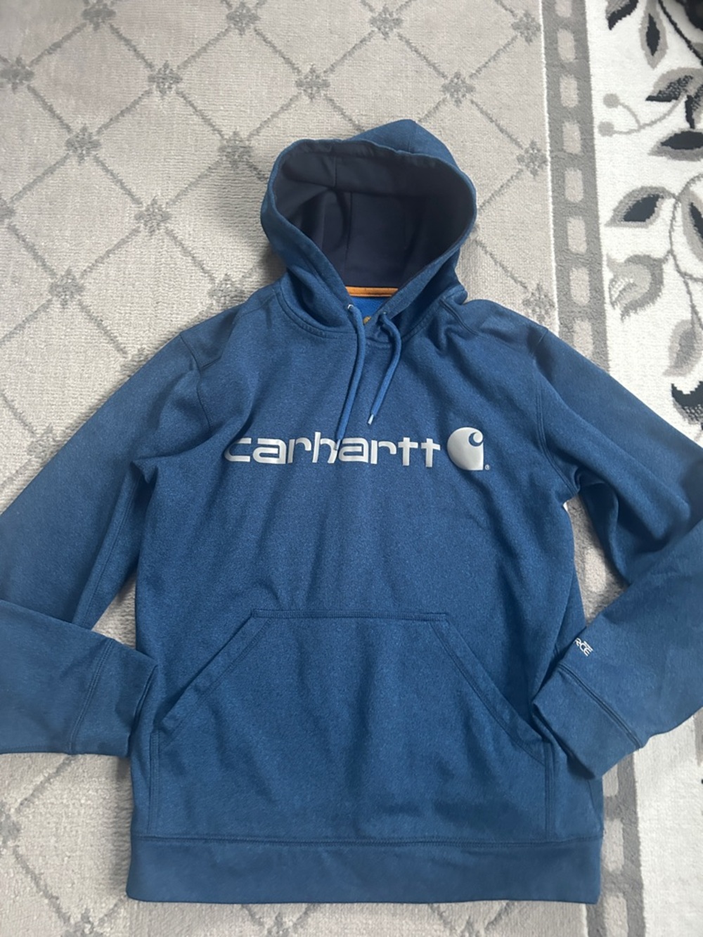 Carhartt Blue Pullover Hoodie with Front Logo